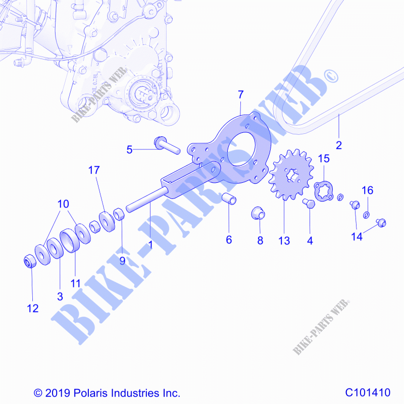 DRIVE TRAIN, CADENA TENSIONER AND SPROCKET   A22HZB15D1/D2 (C101410) para Polaris RANGER 150 2022