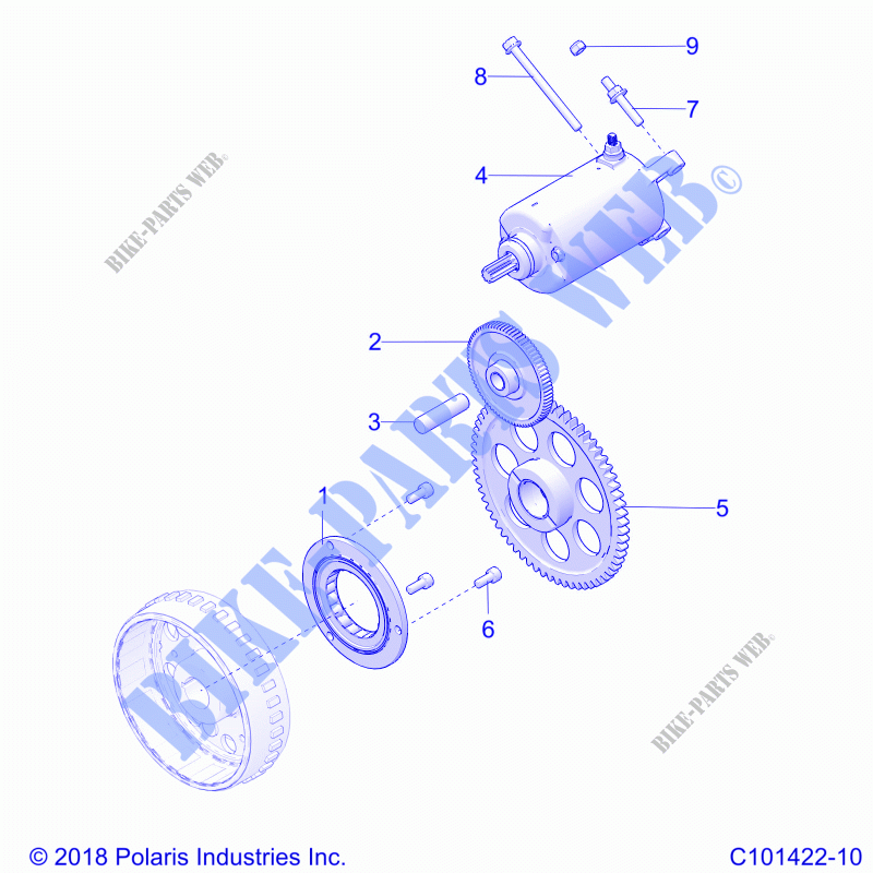 MOTOR, STARTER DRIVE   A22SEA57F1/T57C1/C2/F1 (C101422 10) para Polaris SPORTSMAN 570 2022