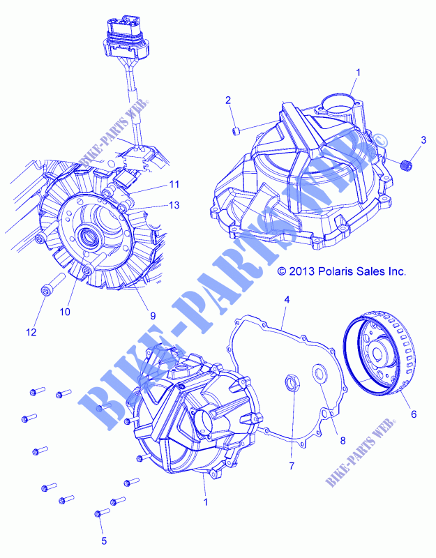 MOTOR, STATOR COVER AND VOLANTE   R15RMA32FA (49ATVVOLANTE14SP325) para Polaris RANGER ETX EU 2015