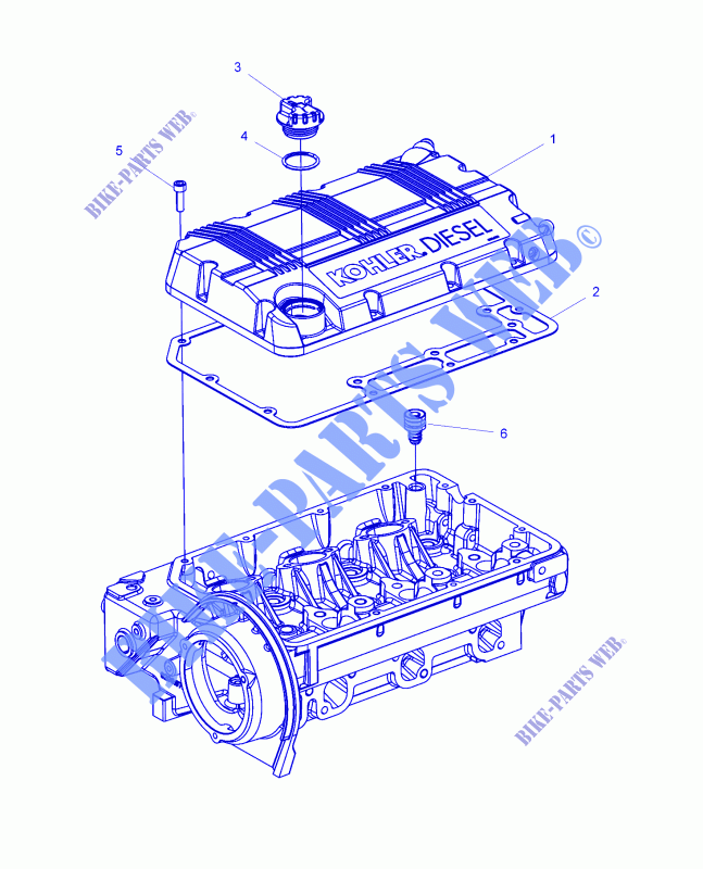 MOTOR, ROCKER ARMS COVER and OIL FILLER   R151DPD1AA/2D (49BRUTUSROCKERCVR15DSL) para Polaris RANGER HST 2015