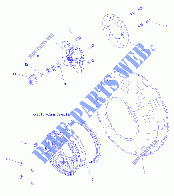 RUEDAS, REAR   R151DPD1AA/2D (49BRUTUSRUEDARR13) para Polaris RANGER HST 2015
