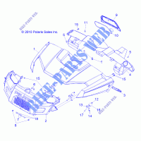 CAPUCHA, DASH and GRILL   R12RH50AG/AH/AM/AR/AZ (49RGRCAPUCHA11500EFI) para Polaris RANGER 500 4X4 2012