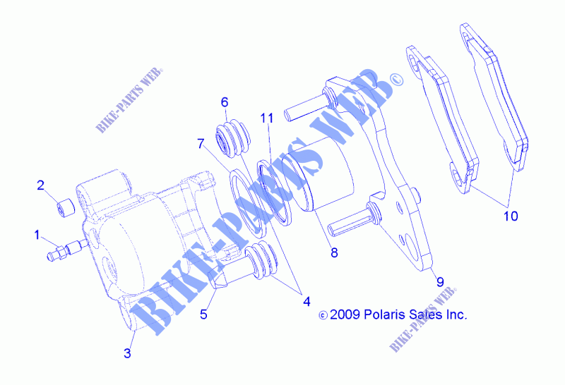 FRENO FRONTAL CALIPER   R11RH45AG/AH/AR (49RGRCALIPER10) para Polaris RANGER 400 HO 2011